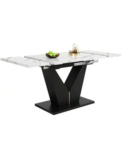 Telescopic Dining Tafel (99 159*75cm), Extendable Table, Space Saving Kitchen Large Work Surface, Flexible Home Office Living Room, Wit Shaped view 5