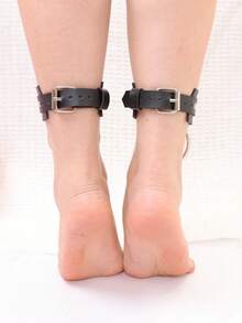 2 Peças Conjunto de Pulseiras de Tornozelo Decorativas Pretas de Couro PU para Mulheres, Ajustáveis, Bonitas e Sexy, Estilo Punk Gótico para Festa