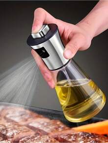 1 pezzo Spruzzatore per olio d'oliva in vetro, dispenser di olio da cucina in acciaio inossidabile 304 pressurizzato da 100/200ml, senza perdite, senza PVC, nebulizzatore per cottura, barbecue, insalata, uso in cucina