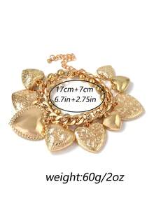 1 Set Punk Retro Minimalist 3D Heart Pendant Necklace & Bracelet, Casual Street Style For Women