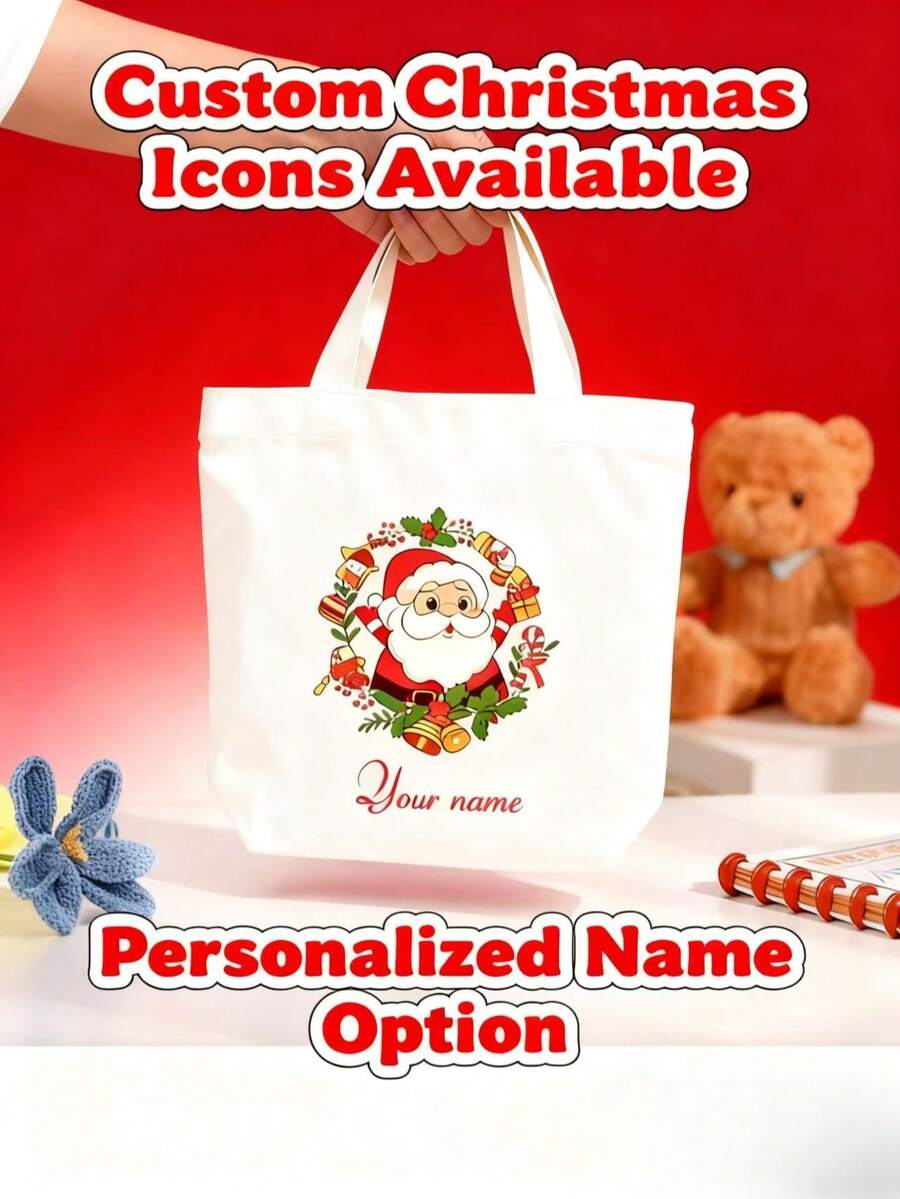 Customized Canvas Tote Bag With Name, Personalized Christmas Gift ...