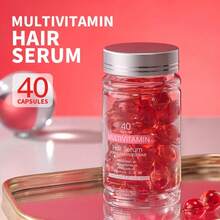 Hussell Hair Treatment Serum Bali Secret - 40 Hair Care Capsules - No Rinse - With Argan Macadamia & Avocado Oils - Vitamins A, E, & Pro B5 - Conditioner For Women & Men - Rojo - Ver 1