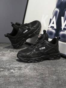 1 Paar Kinder Sport Schuhe für Frühling/Herbst, mit Drehverschluss zum leichten An-/Ausziehen, rutschfeste Sohle, leicht und weich, bequeme Laufschuhe, geeignet für täglichen Lässig-Trag, Schule, Studenten