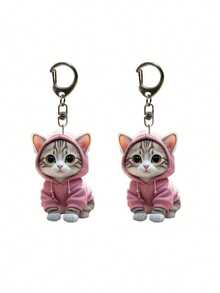 1pc/2pcs Cute Cartoon Cat Acrylic Keychain,Cute Cat Accessories,Fashion Backpack Pendant,Tote Pendant Decoration,Wallet Pendant,Pendant Keychain For Couples Bag Accessories Gift Waterproof, With Lobster Clasp, Ideal Gift For Family & Friends, Perfect For Birthdays And Special Occasions,Back To Scholl Gift - Multicolor - View 10