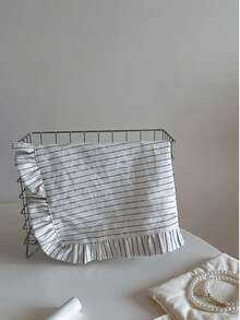 1pc/2pcs/6pcs Korean Ins Style Striped Ruffle Edged Napkins, Multi-Functional Dust Cover Cloth For Dining, Photography - Multicolor - View 4