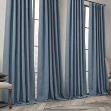 2025  Bedroom Curtains 2 Panels Sets Faux Linen Textured, Pinch Pleated Room Darkening Light/Heat Blocking Window Drapes Thermal Insulated For Living Room, Angora, W50 X L108, 2 Panels - 霧藍色 - 查看 6
