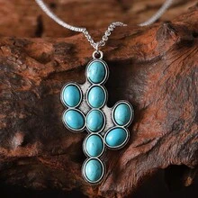 Creative Cactus Carved Turquoise Earrings Simple Retro  Jewelry Simple And Elegant, Suitable For Daily Wear Or Party Fashion Women's Earrings Jewelry Accessories Exquisite Gift For Women - F Model - View 2