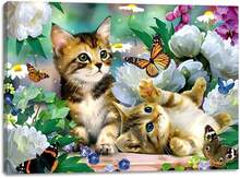 2025 Christmas Canvas Wall Art Print 12" X 16" With Timer | LED Lighted Design - Kitten Playing Butterfly - View 7