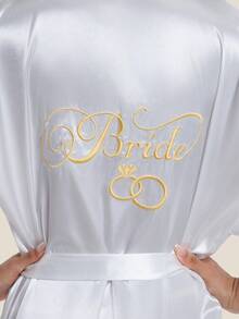 1 szt. szata panny młodej ze złotym haftem, krótka szata ślubna