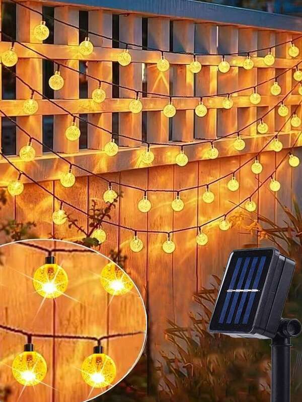 1PC 20/30/50/100LED 4/5/7/10m Solar LED Light String Waterproof Solar Fairy Tale Light Outdoor Courtyard Garden Wedding Celebration Party Decoration, Outdoor Bubble Ball Transparent Ball Decoration Light String, Colored Light, White Light, Yellow Light String, Tent Decoration Light, Garden Flowerpot Green Plant Decoration Light