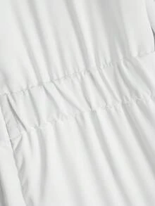 女士优雅V领缎面连体裤，女士秋季面料+配饰腰带 - 白色 - 查看 5