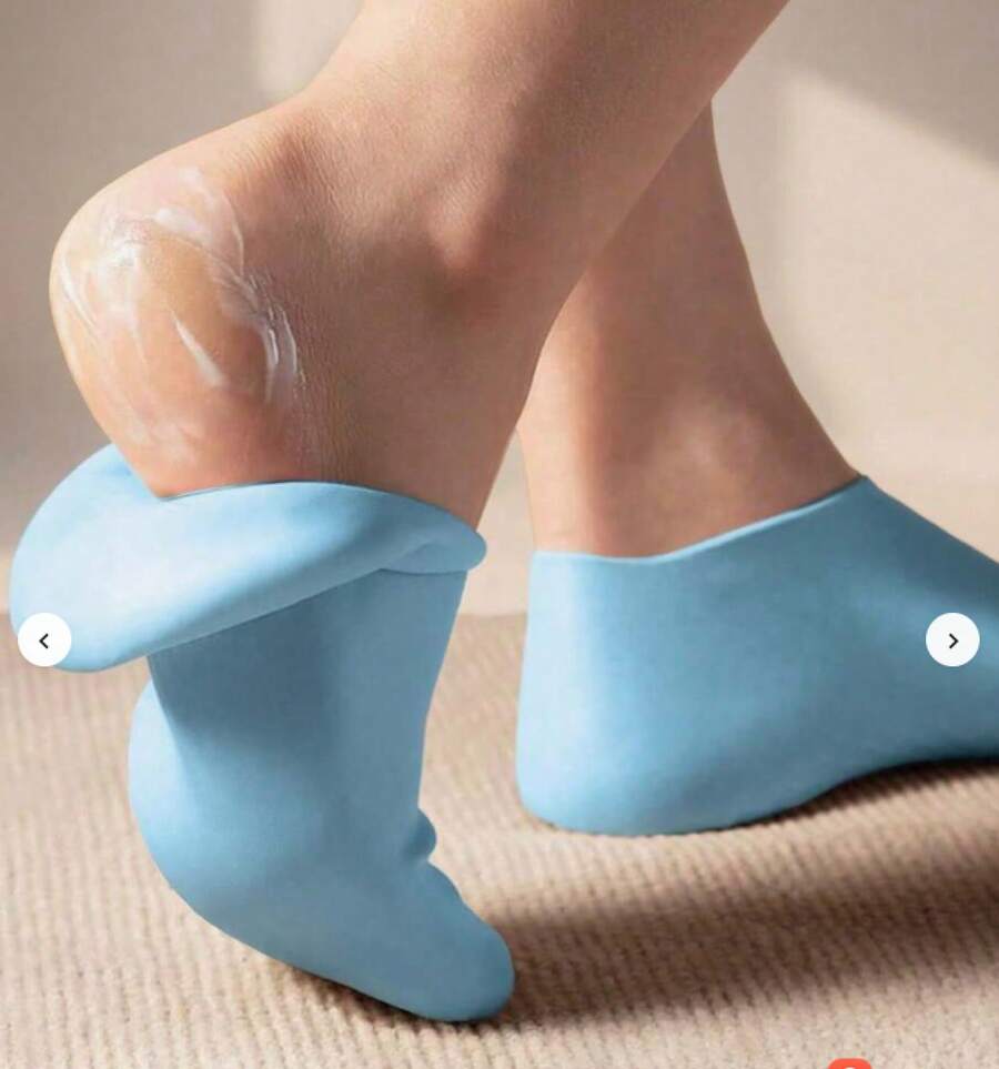 1pair Silicone Gel Moisturizing Socks For Foot Care, Prevent Cracking, Remove Dead Skin, Protective And Elastic Foot Care Socks, Women'S Moisturizing Foot Socks, Cracked Heel Treatment - Blue - View 1