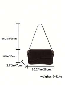 1pc Women Solid Color Matte PU Leather Dual Adjustable Strap Satchel Shoulder Bag - 咖啡棕 - 查看 8