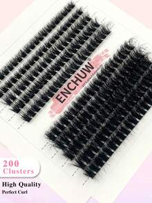 200簇CC卷翘假睫毛，浓密蓬松，80D混合长度仿貂毛单根假睫毛，自然柔软，适合任何风格。