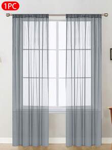 1pc Solid Color Light-Weight Voile Curtain, Modern Minimalist Polyester Sheer Curtain Panel For Bedroom, Living Room, Balcony Window Decor