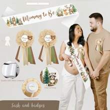 DWoodland Animals Baby Shower Decoration Party Plies Forest Animal Neutral Gender Reveal Party Decorations Backdrop Balloon Arch Box Mom To Be Sash Dad To Be Pin Tablecloths Cake Topper - BrownsGreens - Xem 5