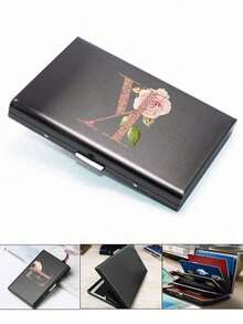 1个 - 6个卡槽超薄卡包玫瑰金首字母姓名A到Z图案钱包身份证银行信用卡夹极简主义超薄铝金属钱包银行卡盒RFID男女钱包金属卡夹收纳包，非常适合斋月、开斋节、情人节、圣诞节或感恩节。 - 彩色 - 查看 3