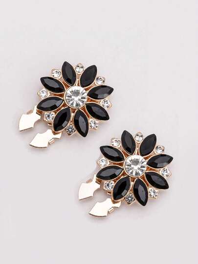 2pcs Button Cover For Shirt Rhinestone Flower Shape Cufflinks Covers Flower Sleeve Button Clip On Button For Dress Wedding Tux Decoration Button Clothing Accessories Gifts
