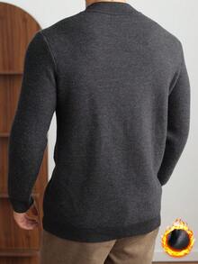 Jersey de cuello alto de manga larga de unicolor casual para hombres, cálido tejido para otoño/invierno - Gris Oscuro - Ver 6