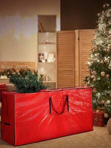 Christmas Tree Storage Bag - Fits Up To 7.5 Foot Xmas Holiday Tree, Zippered Bag, Carry Handles, Durable Waterproof Material, Protects Against Dust And Moisture, Red