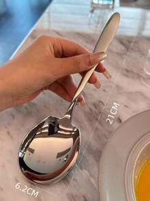 1pc Extra Large Stainless Steel Long Handle Cooking Ladle, Durable Thick Design, Suitable For Home, Hotel, Cafeteria And Restaurant Stainless Steel Tableware Set