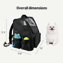 Pet Backpack For Cats And Small Dogs Collapsible Travel Carrier With Ventilated Mesh Removable Pad And Safety Leash Black - 黑色 - 查看 2