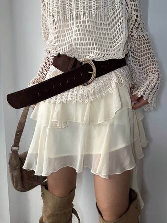 1pc Women's Vintage American Suede Wide Belt, 2025 New Unique Personalized Sexy Accessory Belt, Suitable For Daily Wear