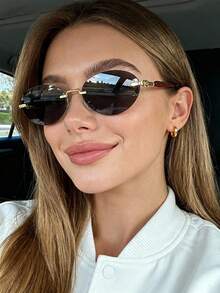 1 Stück modische, rahmenlose, elegante Retro-Stil Damenbrille, geeignet für Herbst- und Winterausflüge von Frauen, Reisen, Strände, Musikfestivals und tägliche Bekleidungsaccessoires - dunkelgrau - Übersicht 1