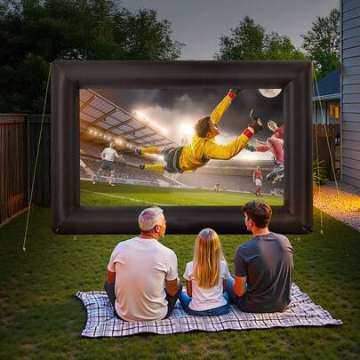16 Ft Inflatable Movie Screen, 600D Washable Inflatable Projection Screen With Portable Storage Bag, Easy Set Up 16:9 Movie Projector For Outdoor Backyard, Home Theater, Theme Party, Pool Fun