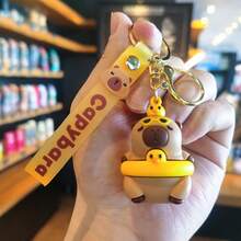 Cartoon Cute Capybara Keychain PVC Creative Doll School Bag Pendant Car Key Ring Small Gift