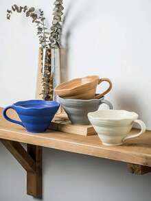 1个手工捏制芝麻釉大号早餐杯，日式大容量陶瓷杯，酸奶燕麦杯，上班族及情侣水杯，咖啡牛奶杯，下午茶杯，适用于家庭、餐厅、咖啡馆、商业用途 - 彩色 - 查看 6