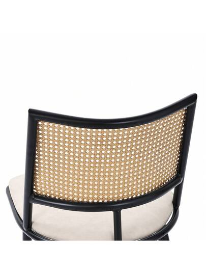 Pu Seat Cushion Rattan Chair, Beige, Black, Pieces, Restaurant, view 7