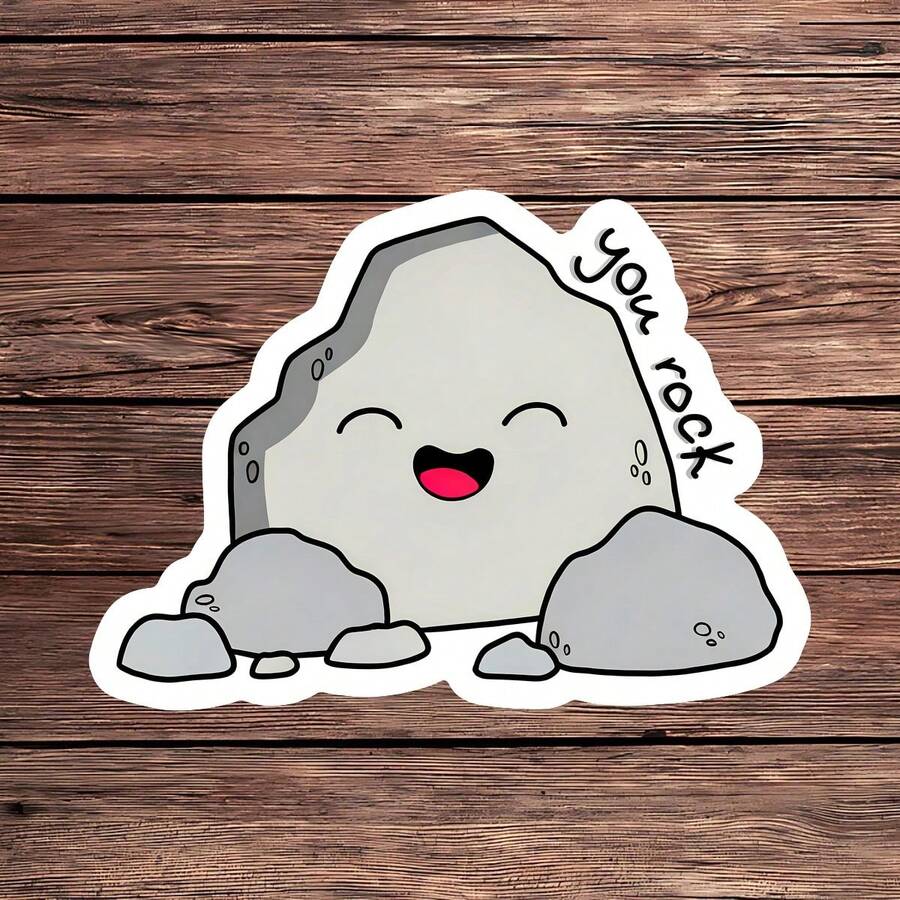 1PC You Rock Vinyl Sticker, Funny Cute Pet Rock Decal, Encouraging Laptop Sticker, Motivational Peel & Stick Water Bottle Decal, Cheerful Pet Rock Tumbler Sticker, Uplifting Vinyl For Motivation, Perfect Gift For Encouragement Lovers, Waterproof Design For Laptop, Water Bottle, Tumbler, Ideal Present For Positive Humor And Inspiration - Multicolor - View 1