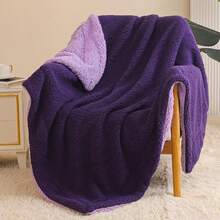 Reversible Sherpa Throw Blanket For Couch, Thick And Warm Fleece Blanket For Winter, Soft Plush Fluffy, 50x60 Inches, Deep Purple/Lilac, 2025 - Tím đậm/ Tím nhạt - Xem 5