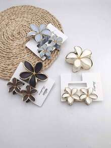 3/6pcs Set Solid Color Street Style ABS Plastic Hair Claw, Suitable For Daily Wear,Festival,Party - Multicolor - View 7
