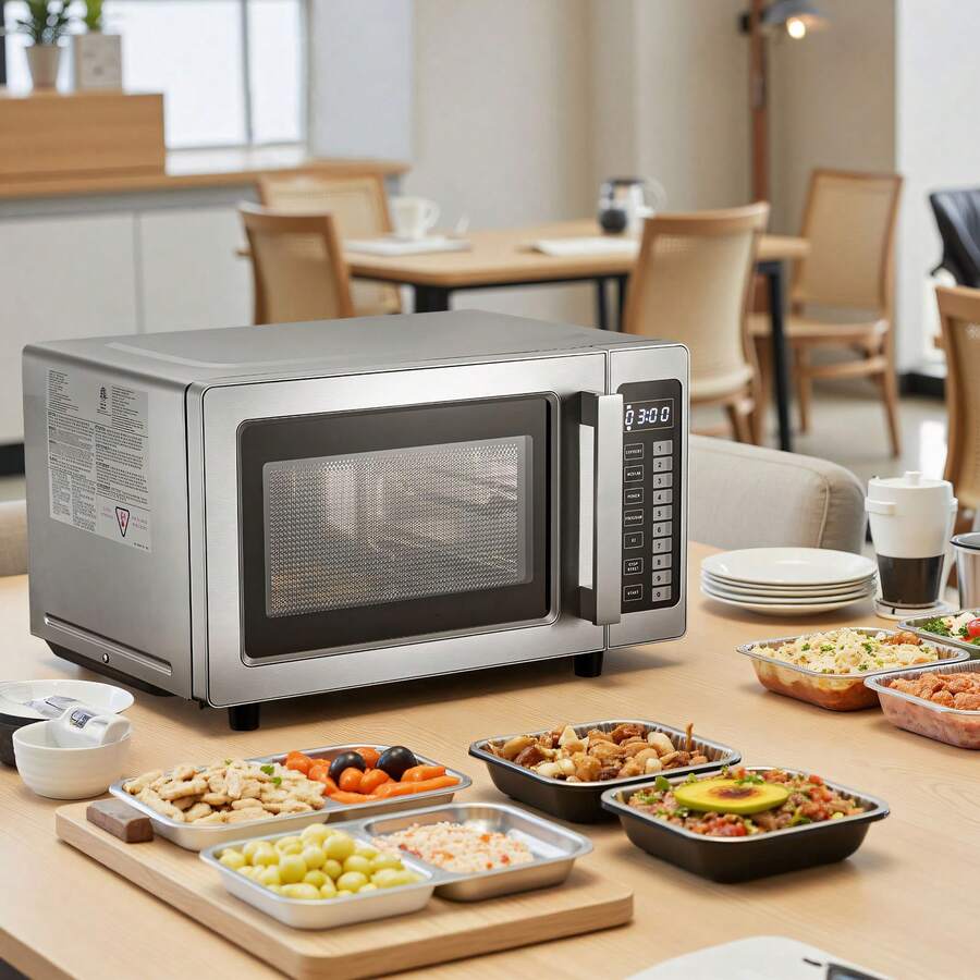 Countertop Microwave Oven, 0.9 Cu Ft, 1000W Digital Stainless Steel Microwave Oven With Touchscreen, 10 Cooking Presets, 5 Power Levels, Multi-Lock Door & Easy Clean Interior For Commercial Use - US A Type Plug(110-127V) - View 1