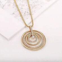 Collar largo con colgante de acero inoxidable de moda, cadena de suéter para mujer, regalo de cumpleaños