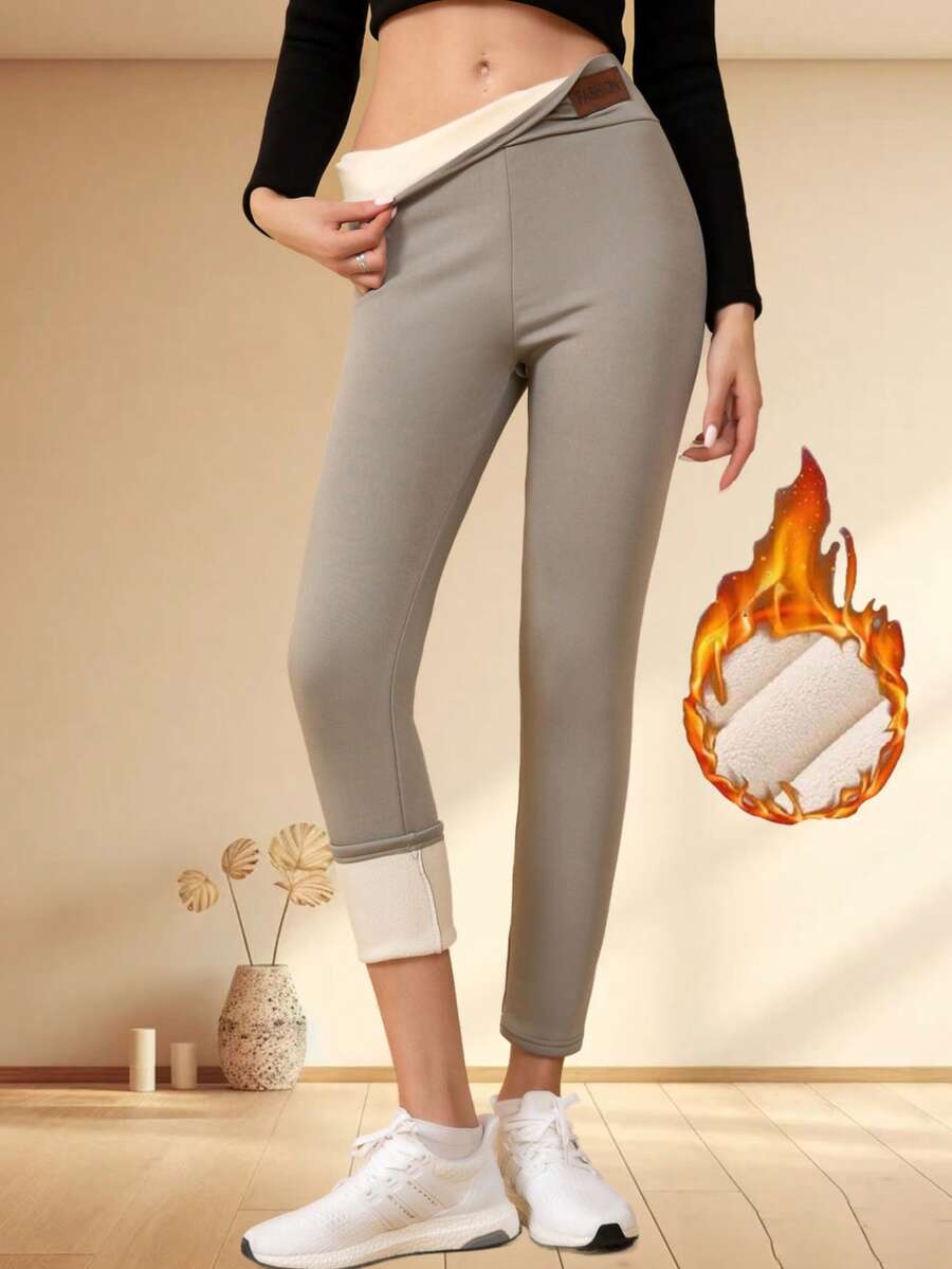 女士羊羔绒内衬运动休闲裤慢跑裤加厚户外瑜伽裤