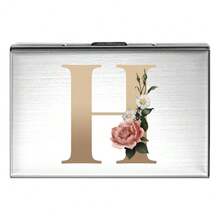 1 pièce Étui à cartes fin avec motif de lettre initiale de A à Z en or rose. Porte-cartes bancaires et de crédit minimaliste en métal d'aluminium fin. Porte-cartes RFID pour femmes et hommes. Organisateur de cartes bancaires mini-portefeuille petit portefeuille porte-cartes pour femmes et hommes - Argent - Voir 8