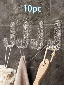 4pcs/10pcs Acrylic Adhesive Hooks For Bathroom, No Drill Heavy Duty Wall Hooks For Towels, Backpacks, Clothes, Keys Organization - Multicolor - View 6