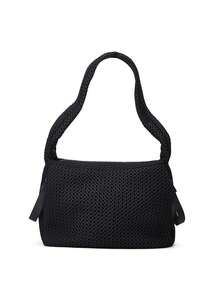 1pc Fashion Nylon Shoulder Bag For Women, Large Capacity Solid Color Crossbody With Fixed Straps, Foldable Design, Zipper Closure, Polyester Lined, Thickened Casual Tote