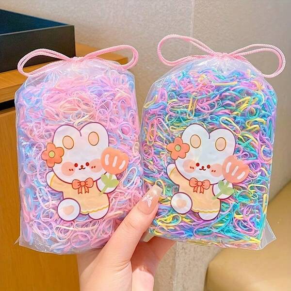 2000 Stücke/Packung bunte Haargummis, hohe Elastizität, nicht schädigend für Mädchen Haaraccessoires