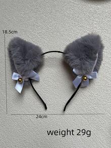 1个女士毛绒可爱蝴蝶结猫耳发箍，性感猫耳发圈 - 彩色 - 查看 5