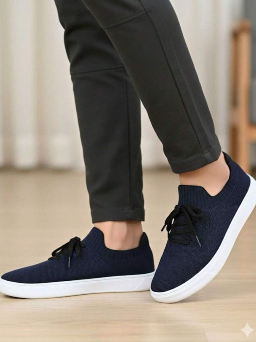 Men's Nit Navy Blue Sneakers Casual And Comfortable Everyday Shoes - Navy Blue - View 1