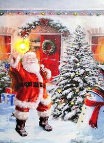 2025 Christmas Canvas Wall Art Print 12" X 16" With Timer | LED Lighted Design - Santa Claus - View 6