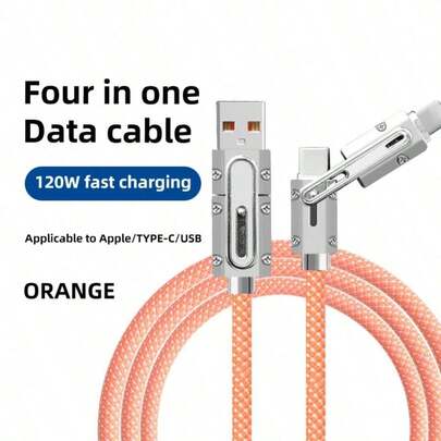 Cable USB tipo C de 4 en 1 de 100W MFi 5A con carga rápida PD y cable de datos para iPhone15, cable de carga rápida tipo C a Lightning