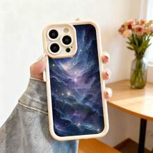 Cubierta de teléfono con diseño de galaxia azul y morado para iPhone 14 Pro Max funda protectora con estampado espacial brillante ideal para uso diario y viajes - Negro - Ver 3