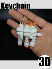 1个白色3D打印大天鹅钥匙扣，节日活动生日礼物 - 白色 - 查看 7