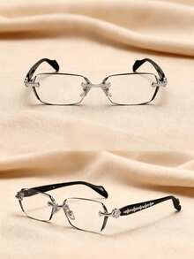 New Frameless Metal Glasses, Unisex, Y2K Stylish Smart Glasses Frame, Avant-Garde European And American Style, Minimalist No-Makeup Face, Retro Fashion Versatile Streetwear Essential - Multicolor - View 7