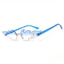 1pc Flame Shape Cool  Glasses Street Photography Fashion Wear Glasses - 黑灰 - 查看 11